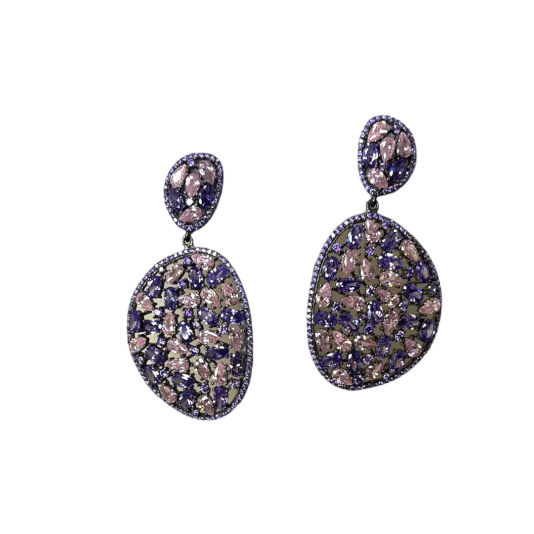Orecchini D Shape Lace Viola Argento