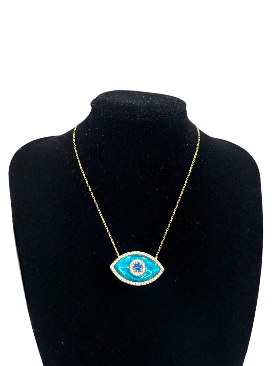 Collana Occhio Greco Argento Cristallo