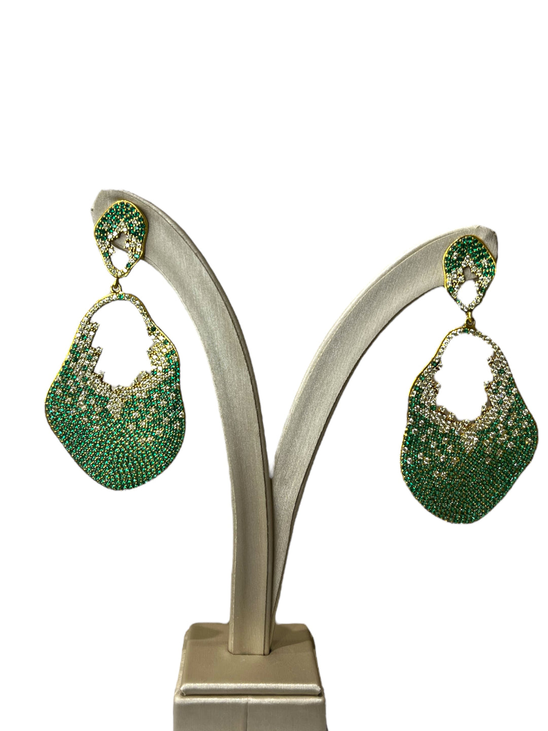 Orecchini Cascade Verde Argento
