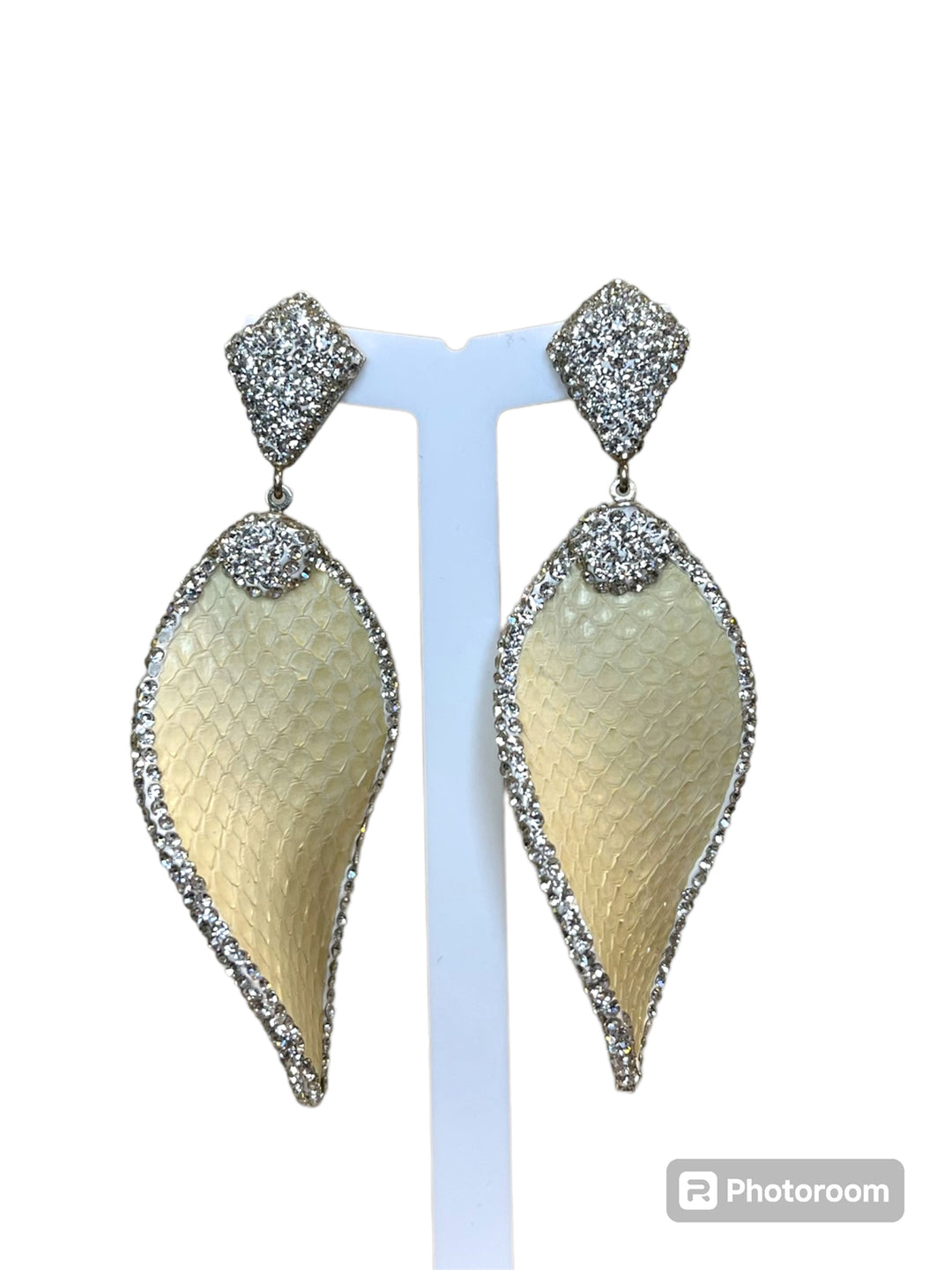 Orecchini Twist In Pitone Beige Argento