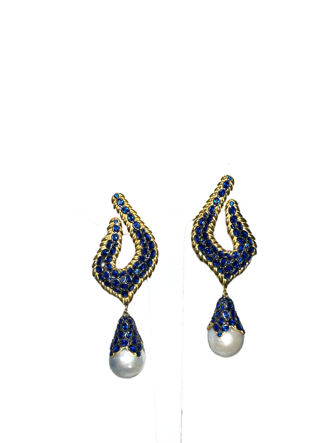Orecchini Crystal Perla Barocca Blu Argento