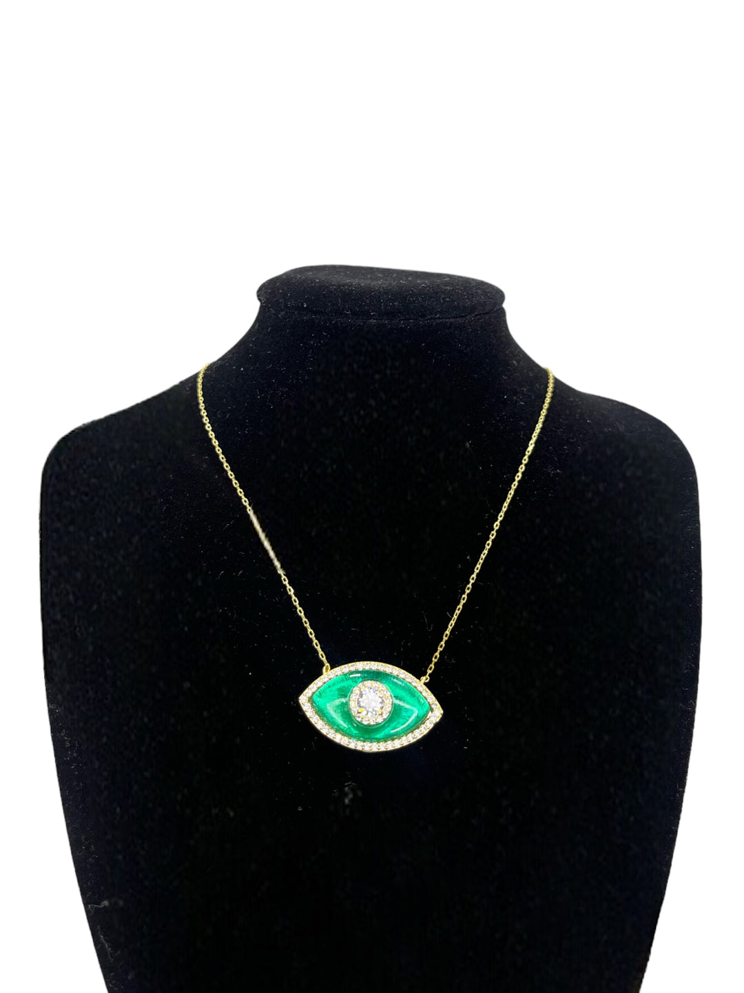 Collana Occhio Greco Argento Verde
