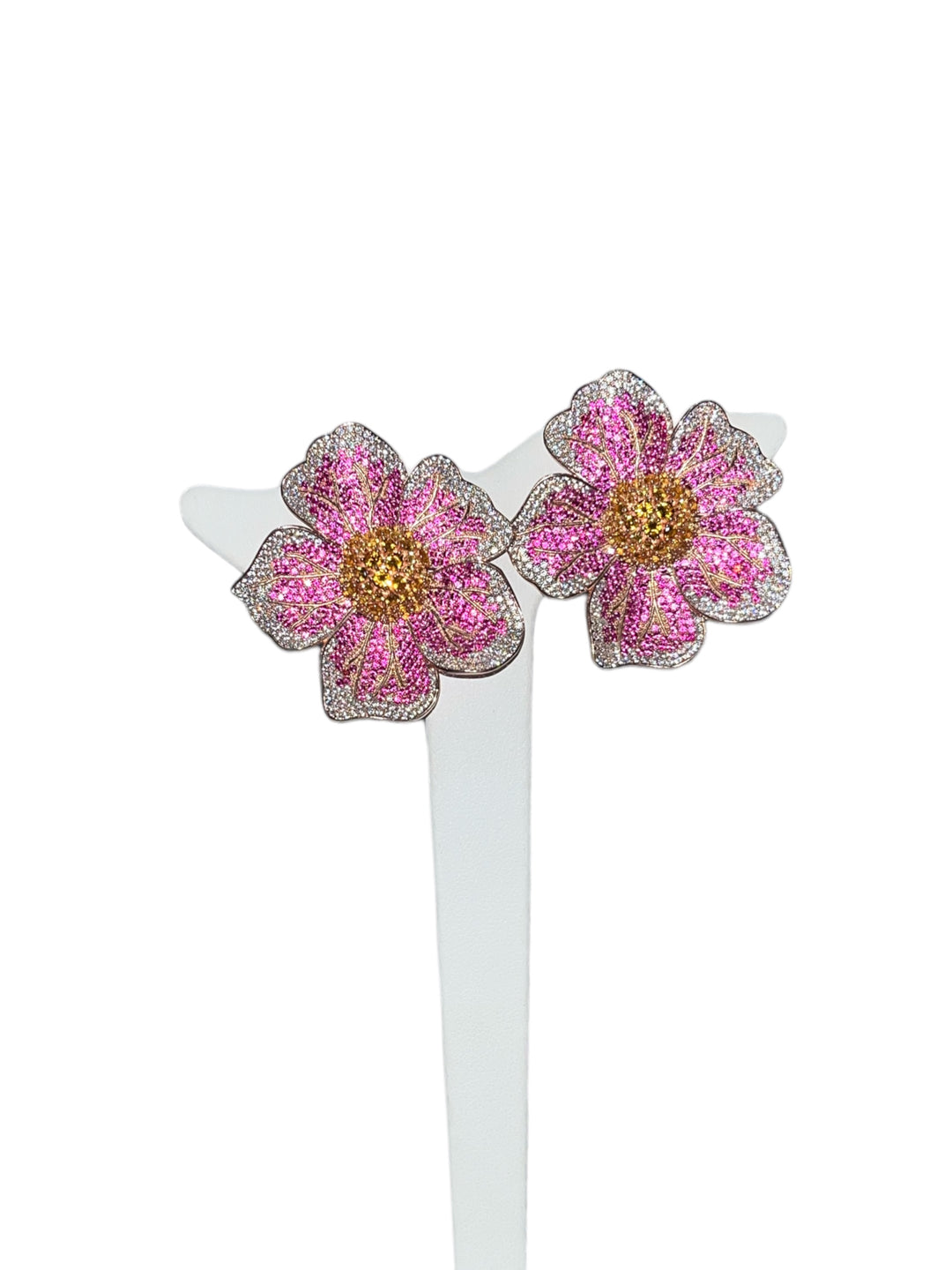 Orecchini Flowers Rosa Argento