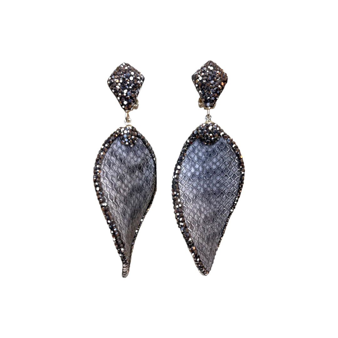 Orecchini Twist In Pitone Grigio Argento