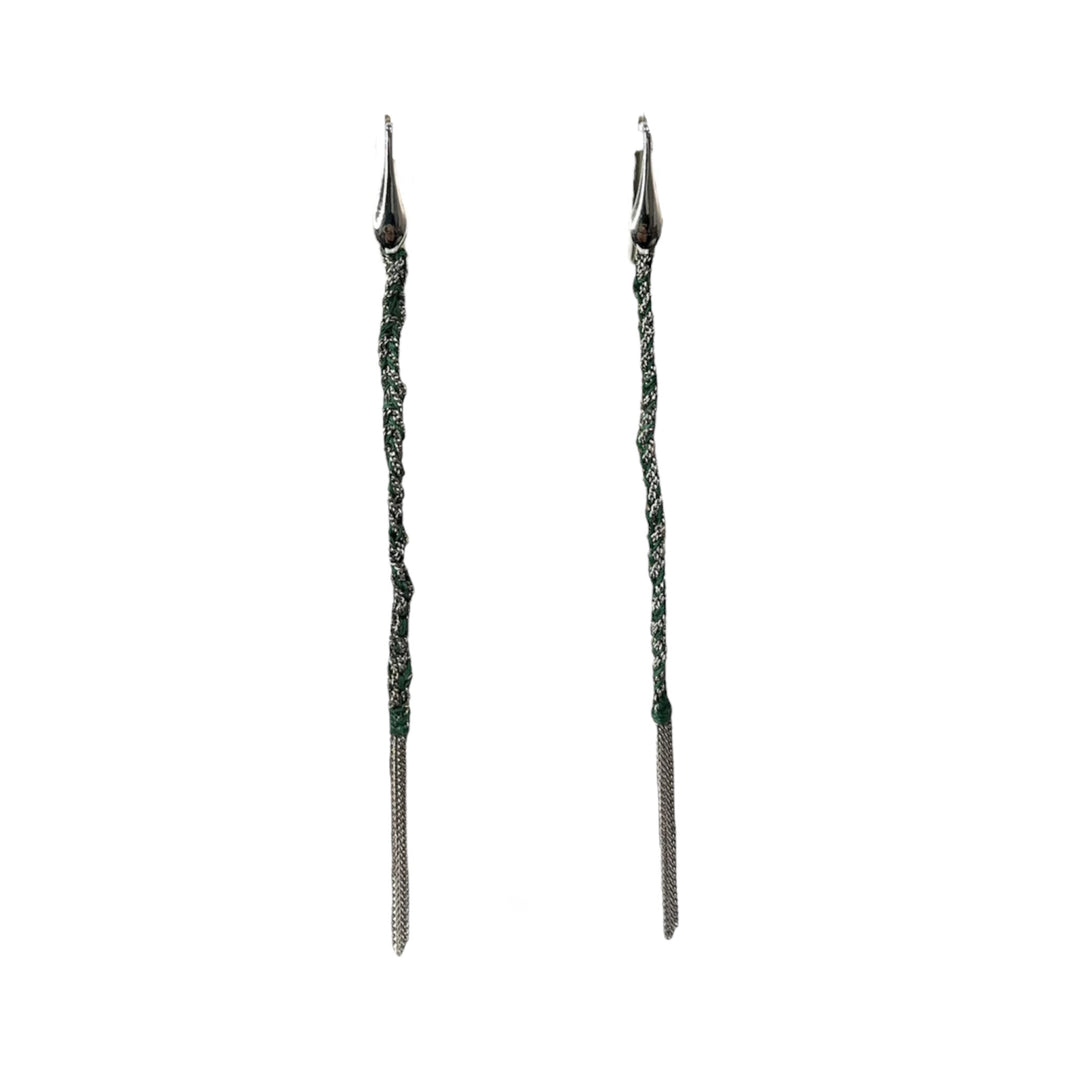 Orecchini Twist Verde Militare Argento