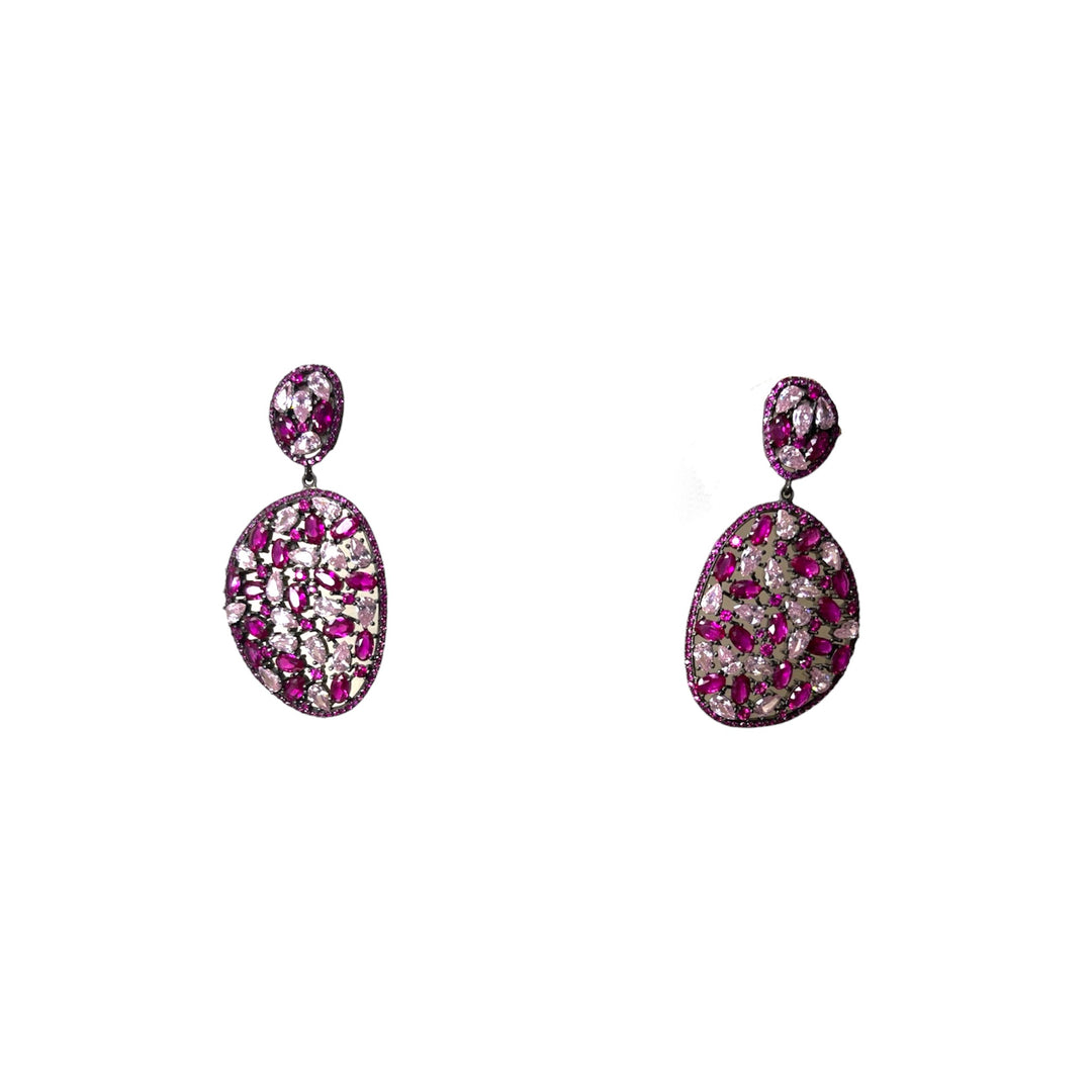 Orecchini D Shape Lace Fucsia Argento