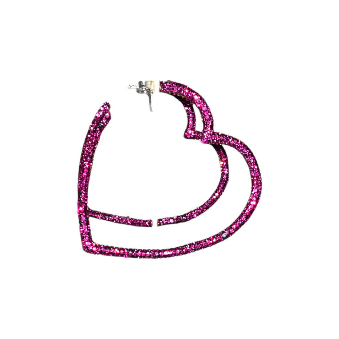 Orecchini Cuore Fucsia Argento