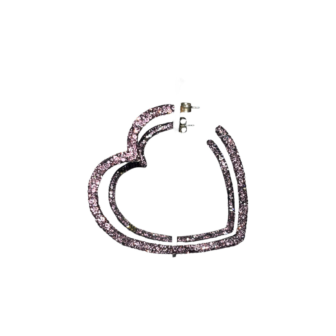 Orecchini Cuore Lilla Argento
