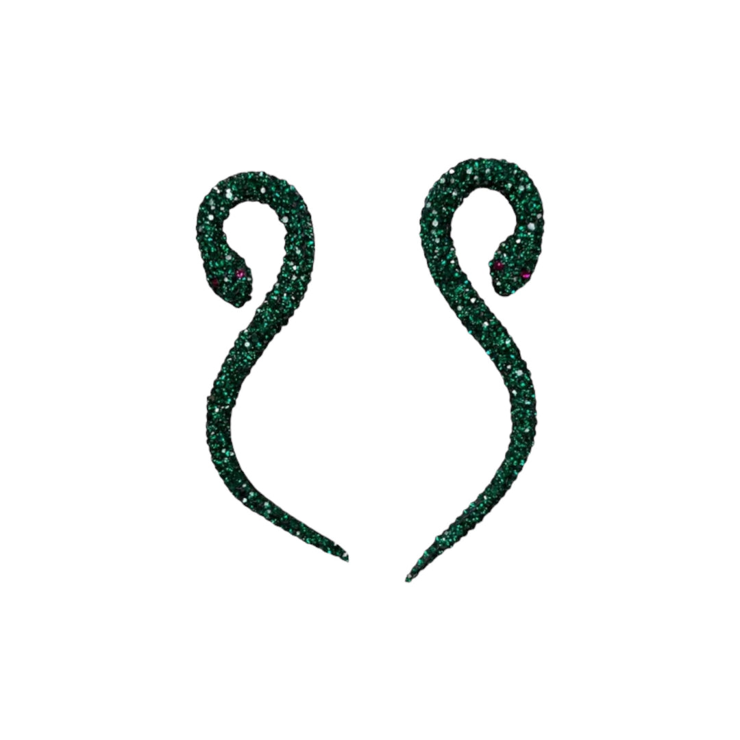 Orecchini Serpente Verde Argento