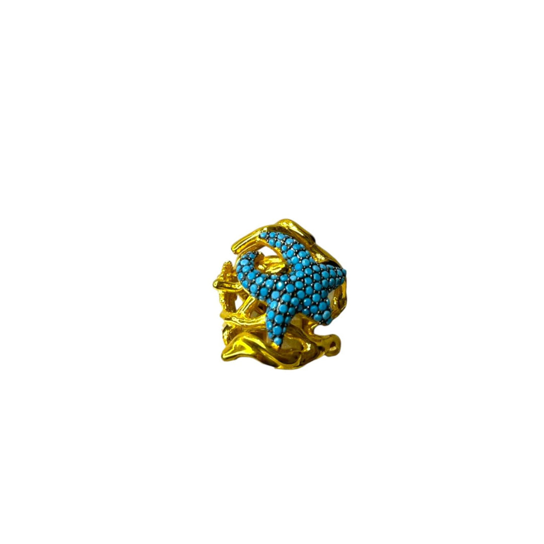 Anello Stella Marina Turchese Argento