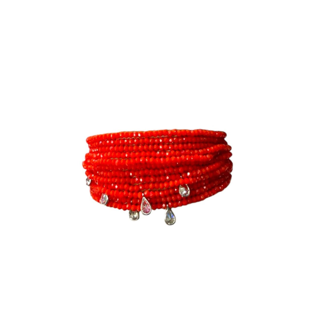 Bracciale Multifilo Rosso Fuoco Argento
