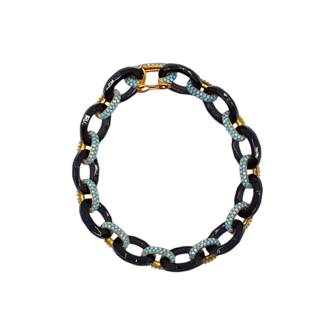 Bracciale Vintage Groumette Turchese Zirconato Argento
