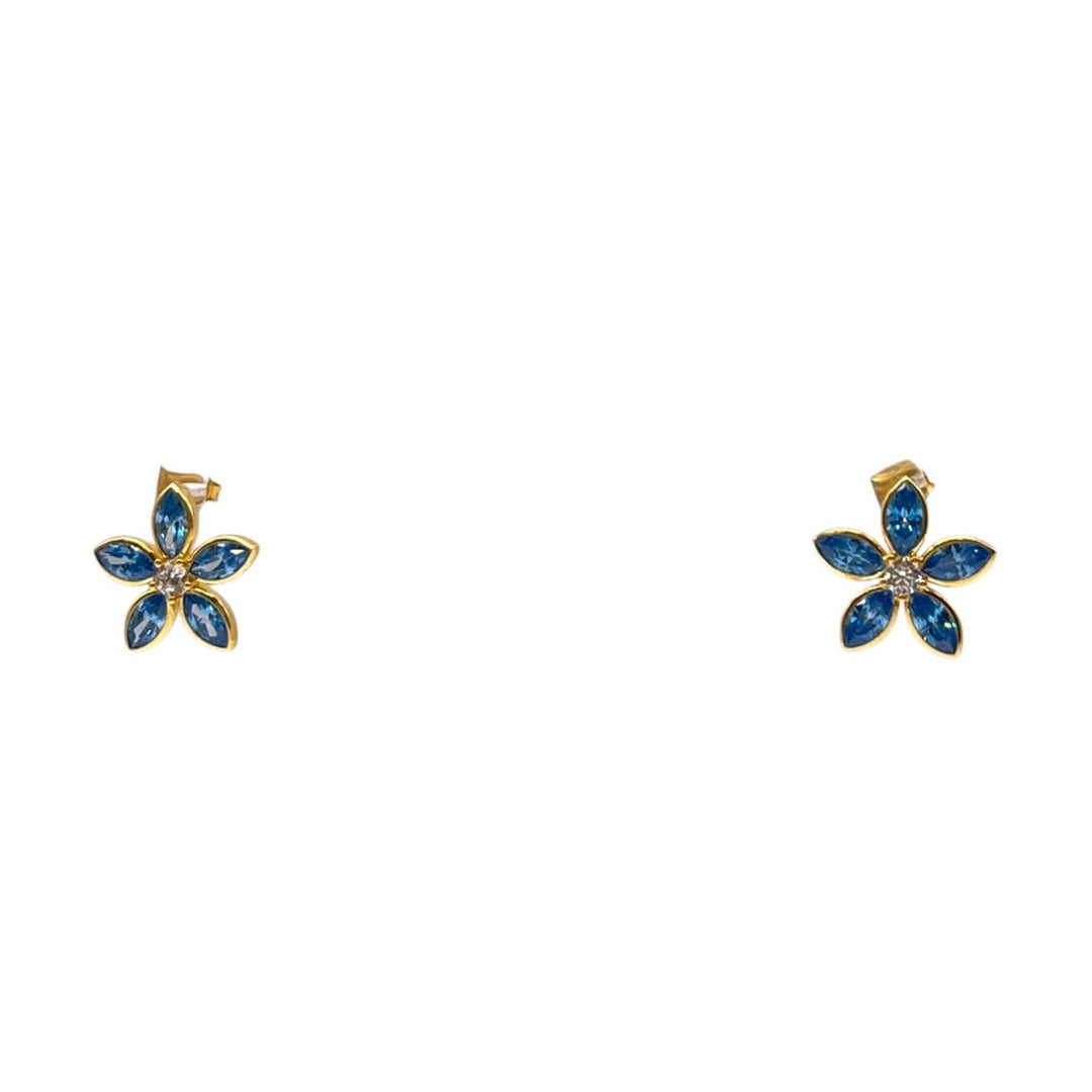 Orecchini Fiori Azzurro Argento