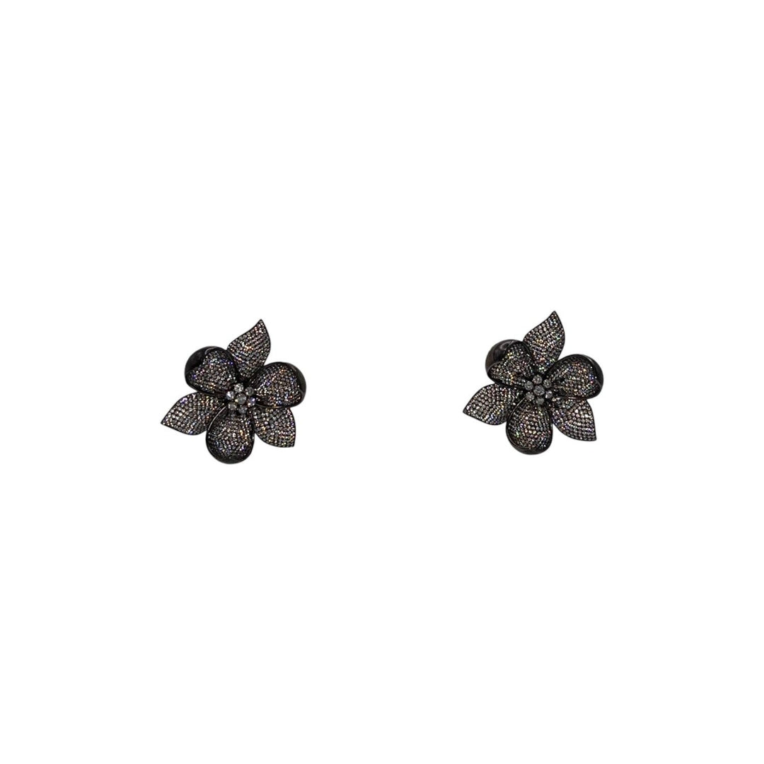 Orecchini Flowers Grigio Scuro Argento