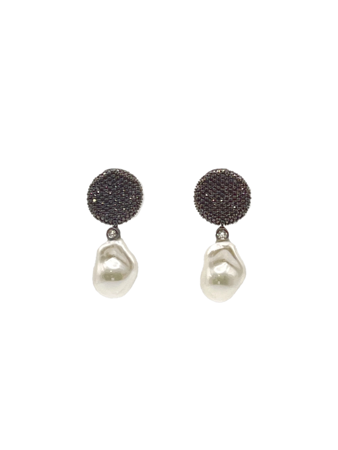 Orecchini Disco Perla Marrone Argento