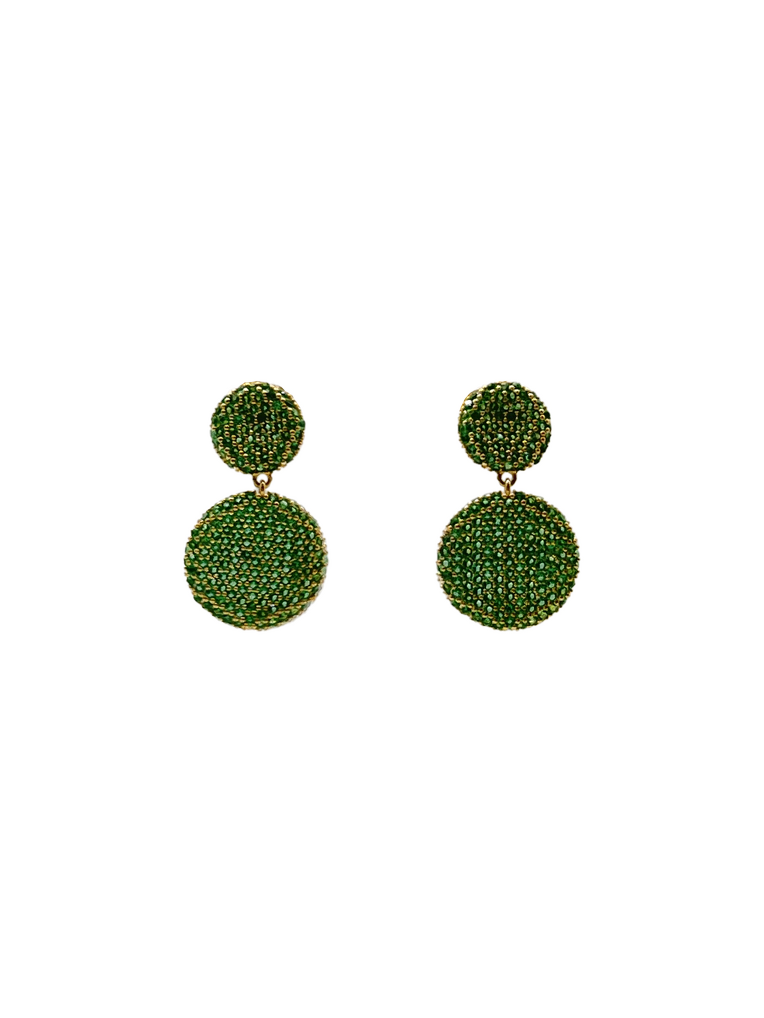 Orecchini Tondi Pendenti Verde Argento